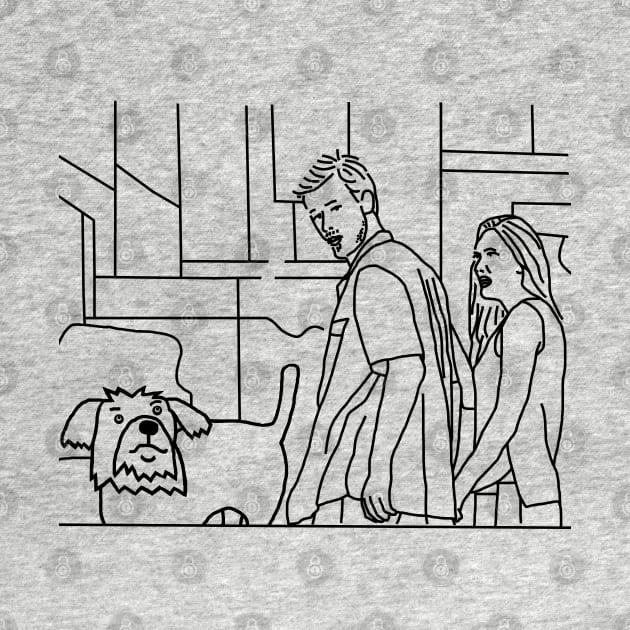 Cute Dog and Distracted Boyfriend Meme Line Drawing by ellenhenryart